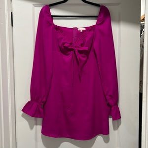 Renamed hot pink mini dress with bow front